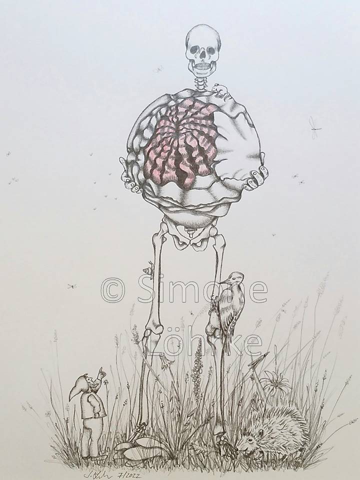 Skelett mit Pilz